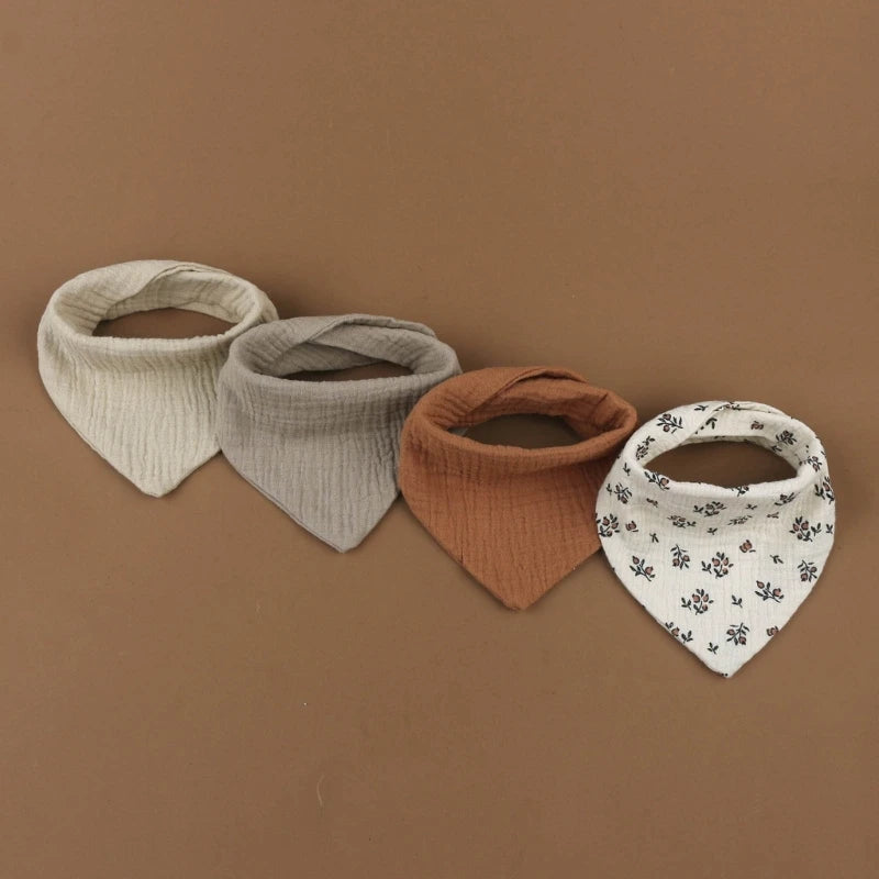 4PCS Soft Cotton Baby Bibs – Absorbent Muslin Snap Bib Set for Feeding, Drooling & Teething