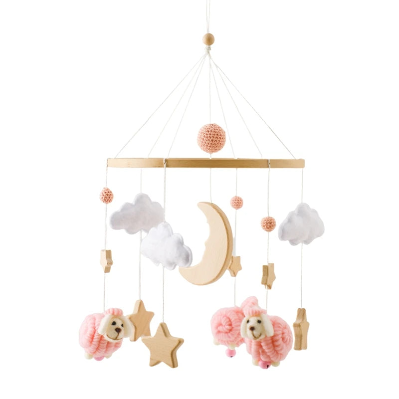 Wooden Crochet Star Baby Crib Mobile – Bed Bell Rattle Toy for Newborn Comfort and Sleep