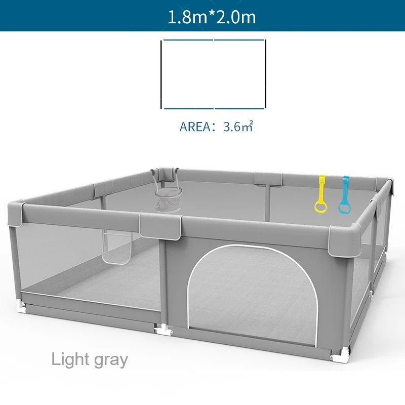Baby Playpen – Safe Indoor Playground with Pull Rings and Soft Fabric Fence