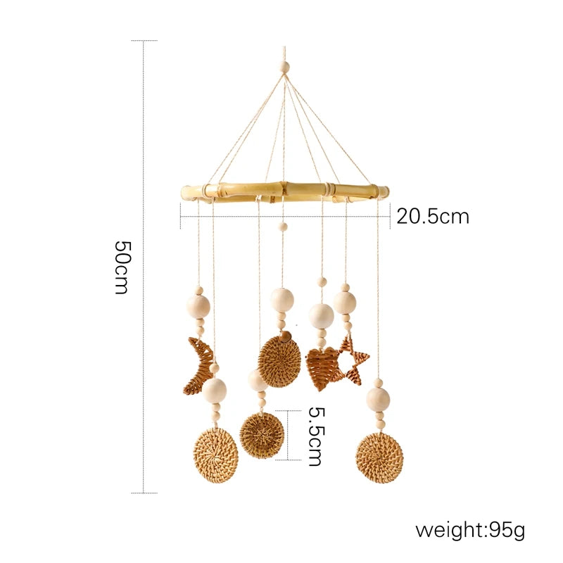 Baby Wooden Crib Mobile with Cartoon Rabbit Rattles | Bed Bell Toy & Arm Bracket for Newborns