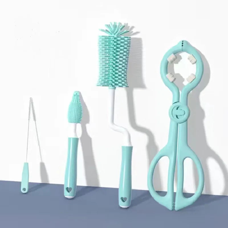 360° Silicone Bottle Cleaning Brush Set for Baby Bottles, Straws & Pacifiers – Eco-Friendly Tools