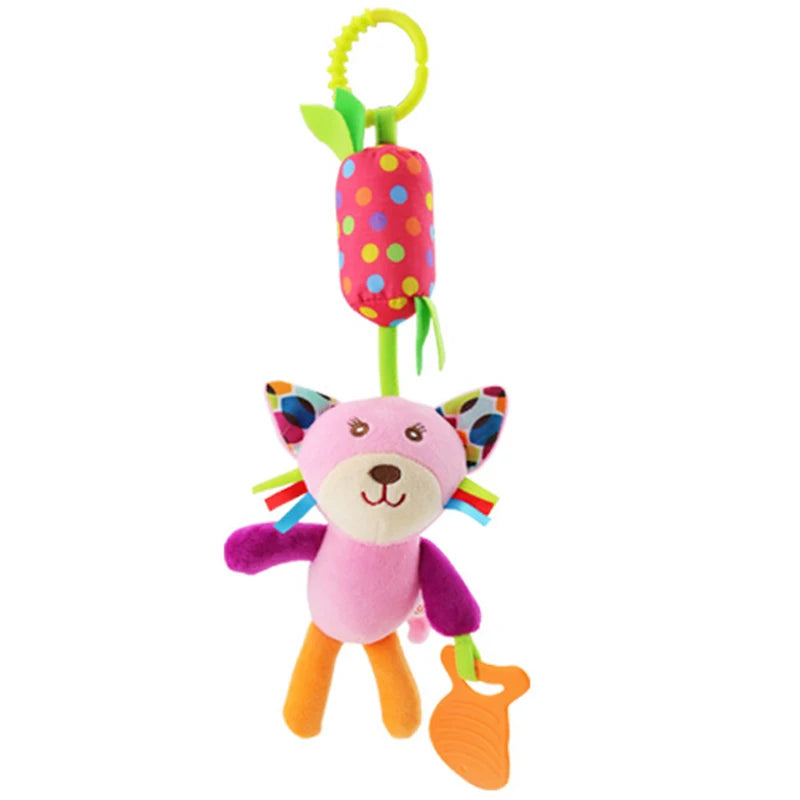 Soft Animal Handbells Rattle – Giraffe & Zebra Plush Toy with Teether for Infants