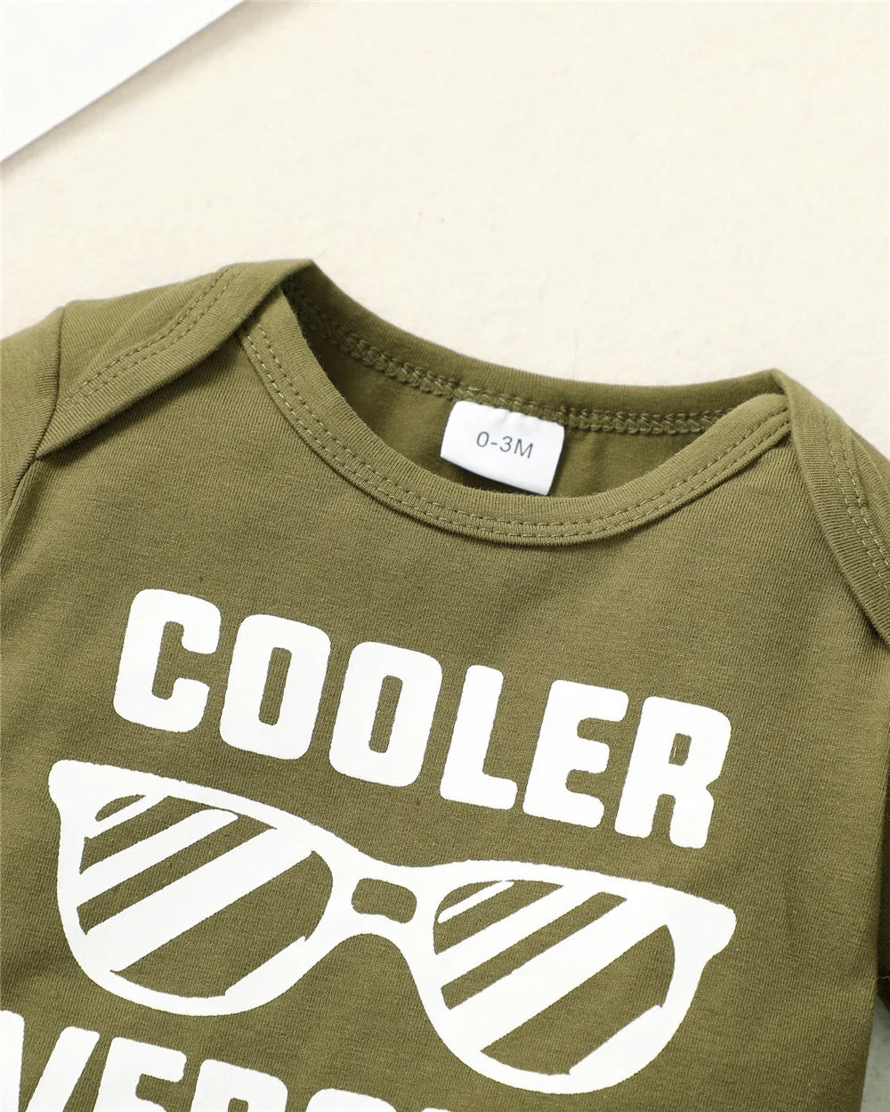 3PCS Baby Boy Camouflage Outfit with Letter Print Romper and Hat – 0–18 Months