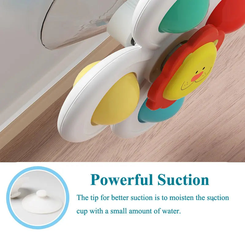 3PCS Suction Cup Animal Spinner Toys for Toddlers – Bath, Travel, High Chair & Window Play