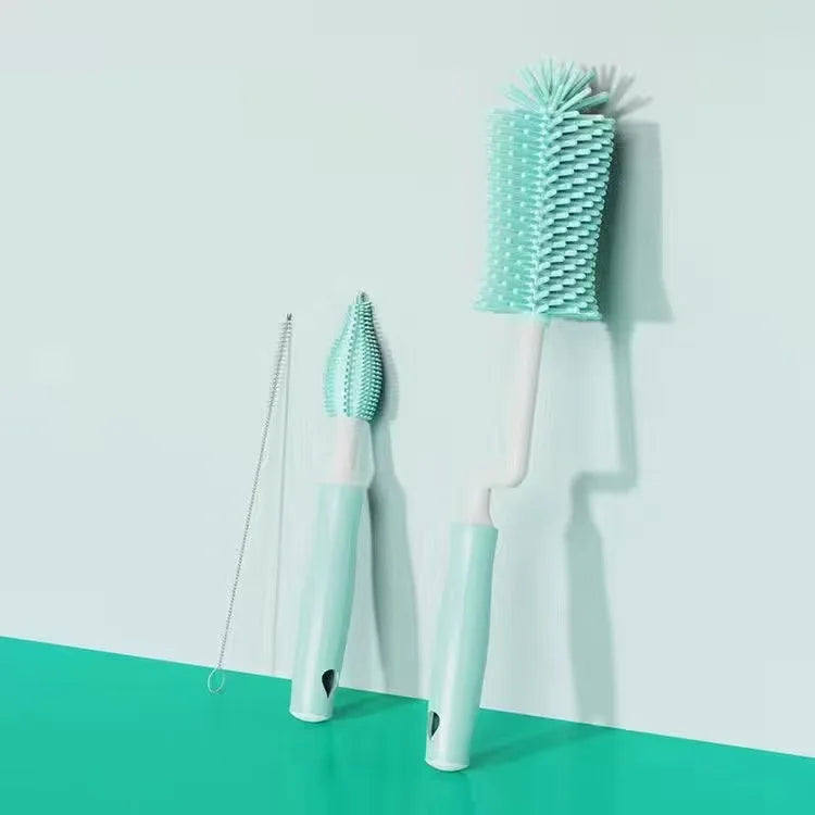 360° Silicone Bottle Cleaning Brush Set for Baby Bottles, Straws & Pacifiers – Eco-Friendly Tools