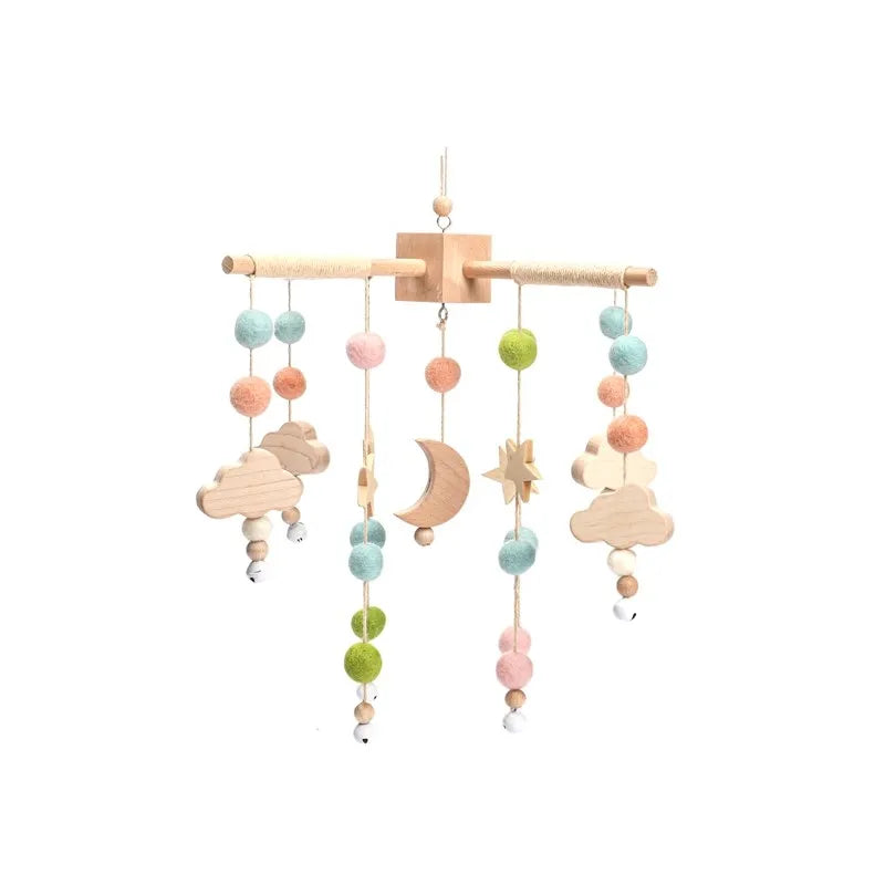 Wooden Crochet Star Baby Crib Mobile – Bed Bell Rattle Toy for Newborn Comfort and Sleep