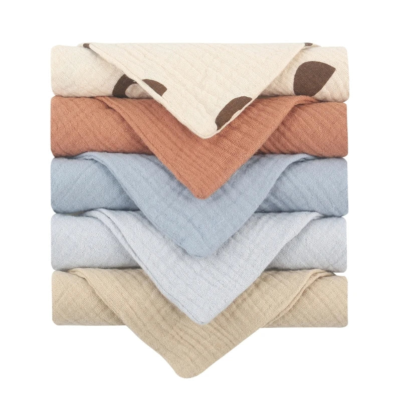 5PCS Soft Cotton Baby Washcloths Set – Absorbent Face Towels for Daily Baby Care