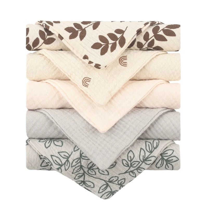 5PCS Soft Cotton Baby Washcloths Set – Absorbent Face Towels for Daily Baby Care