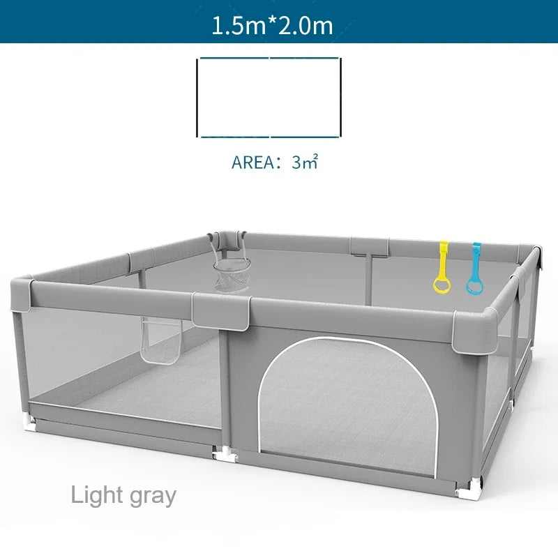Baby Playpen – Safe Indoor Playground with Pull Rings and Soft Fabric Fence