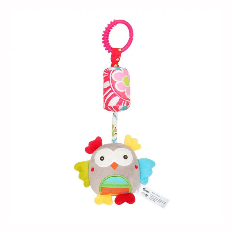 Hanging Sensory Rattle Toy – Plush Animal Teether for Cribs, Strollers & Car Seats