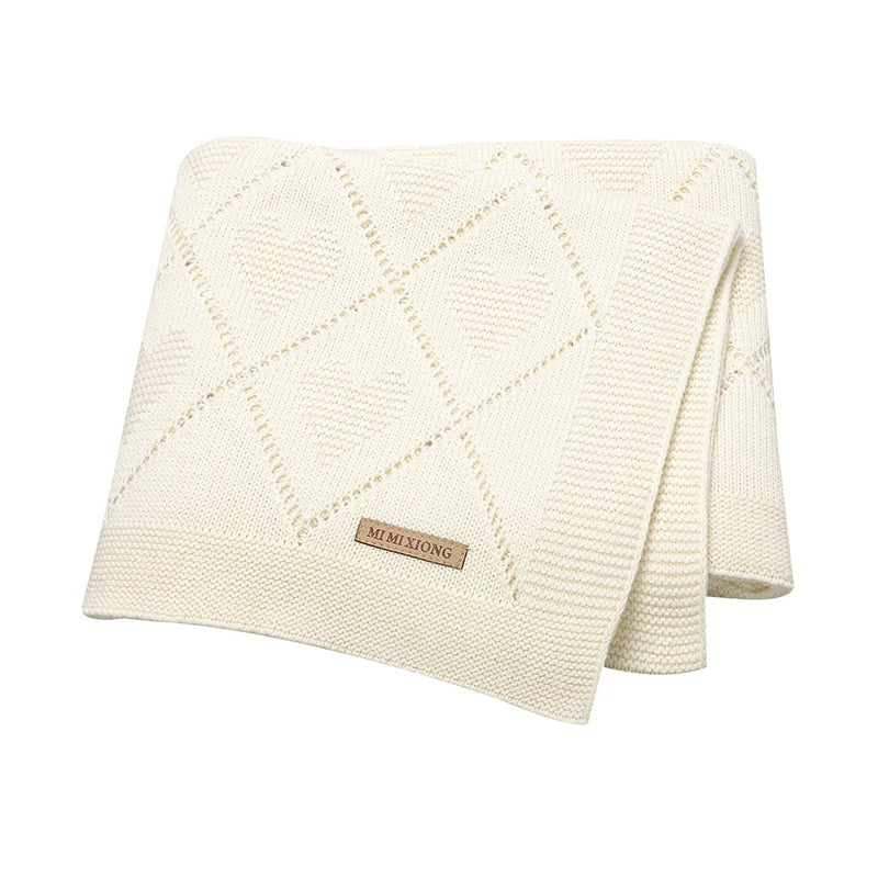 Baby Cotton Knit Blanket – Soft Swaddle Wrap for Stroller & Nursery, 90x70cm