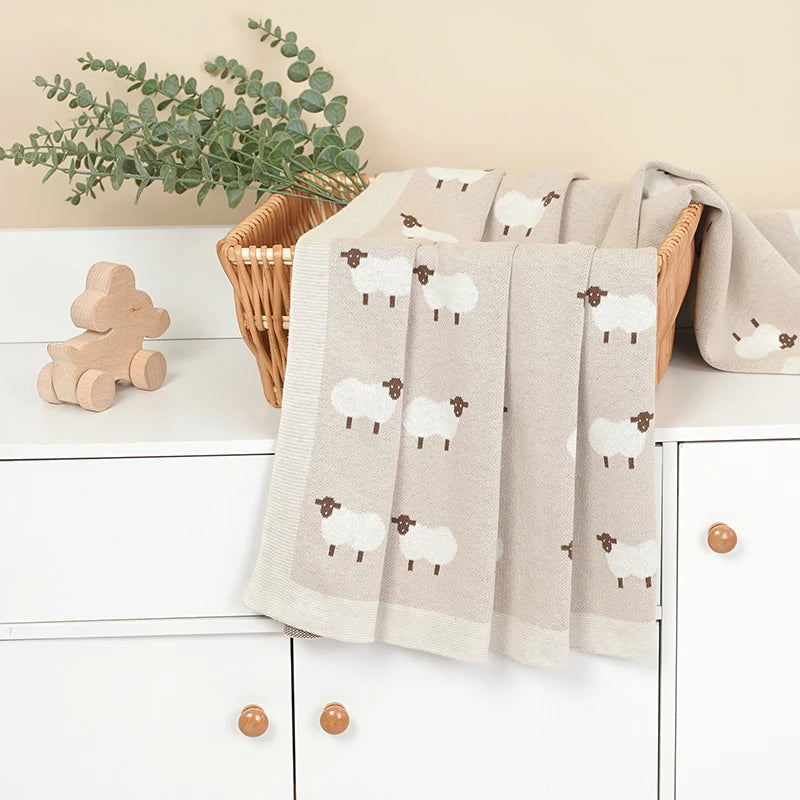 Baby Cotton Knitted Blanket – Soft Swaddle Wrap & Nursery Quilt for Newborns (90x70cm)