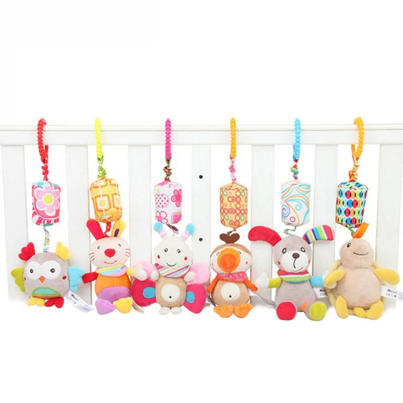 Hanging Sensory Rattle Toy – Plush Animal Teether for Cribs, Strollers & Car Seats