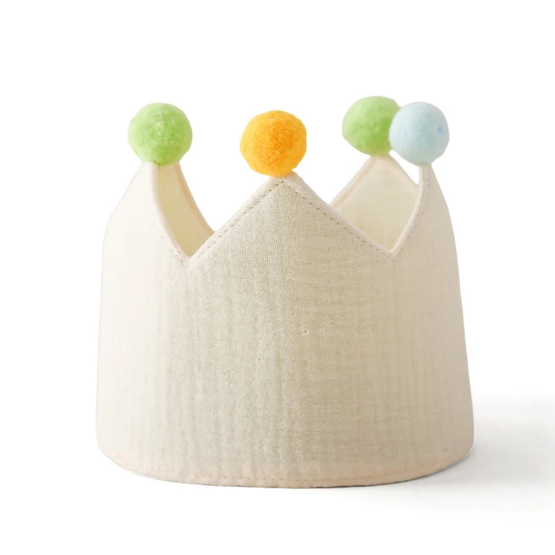 Baby Birthday Crown Hat – Cotton Headband for Kids Aged 0–9 Years
