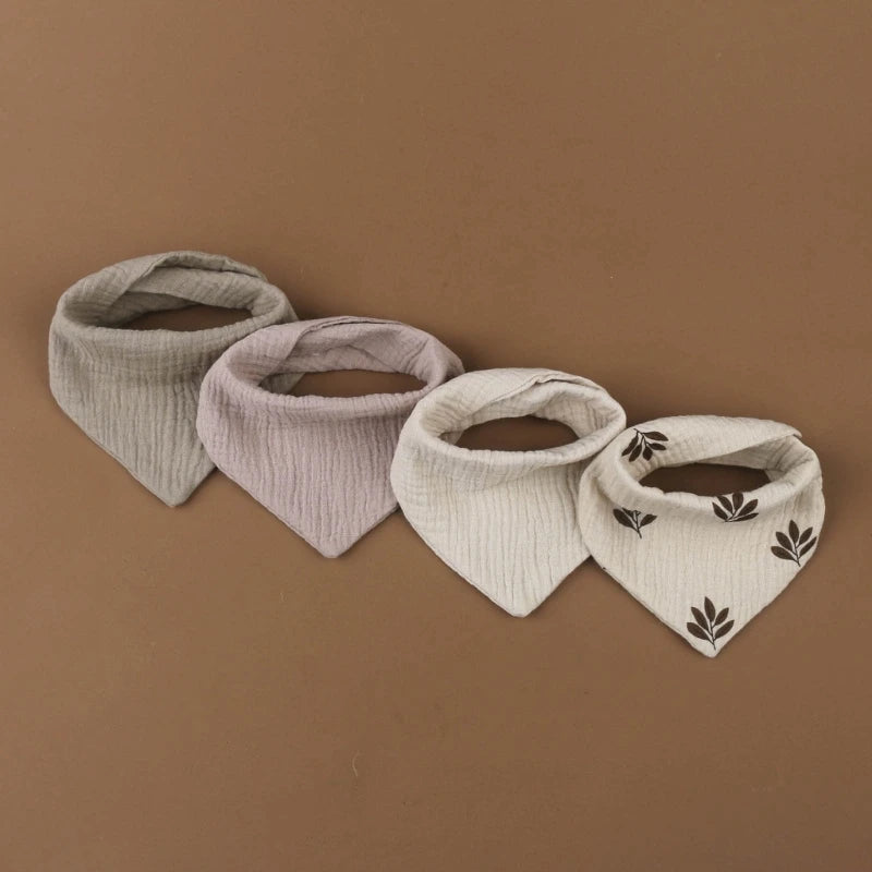 4PCS Soft Cotton Baby Bibs – Absorbent Muslin Snap Bib Set for Feeding, Drooling & Teething