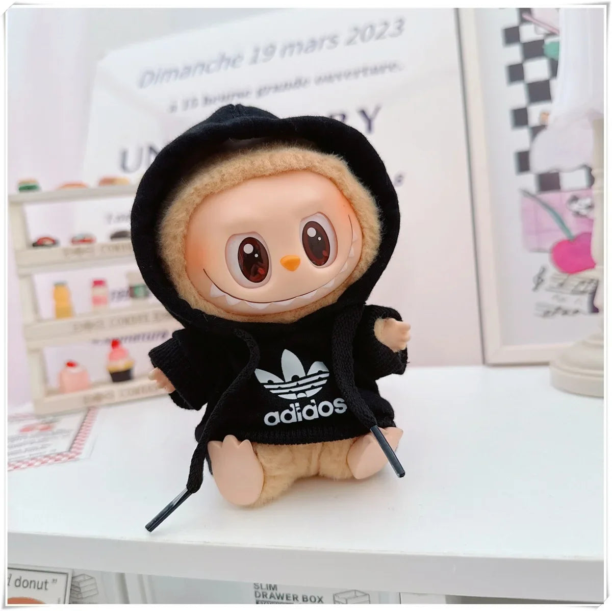 Labubu V1/V2/V3 Doll Clothing Set – Trendy Korean Hoodie & Pants Outfit 15–17cm Dolls