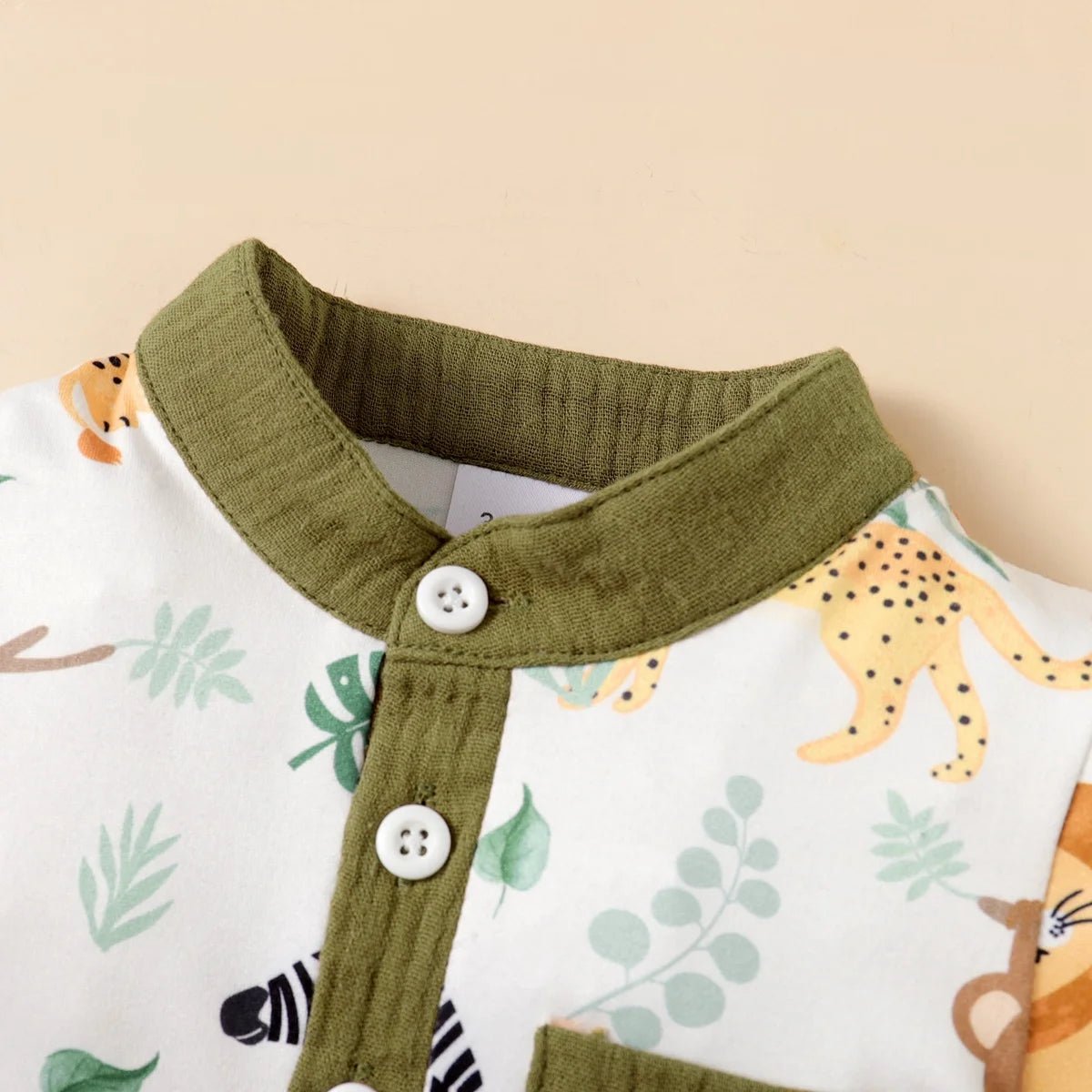 2PCS Baby Boy Gentleman Outfit with Animal Print Shirt and Shorts 3–24 Months