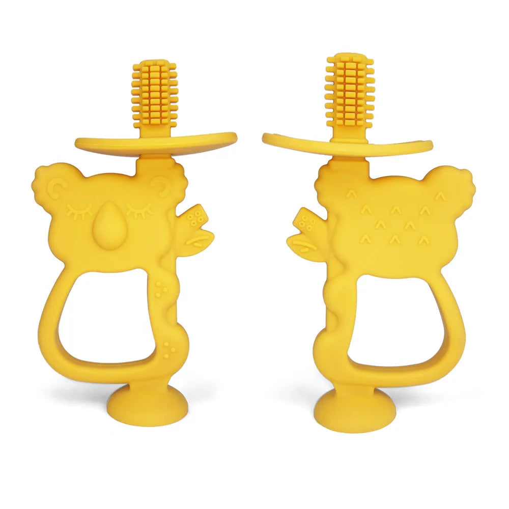 Baby Teether Glove Cartoon Bear | BPA-Free Silicone Molar Mitt for Teething Relief