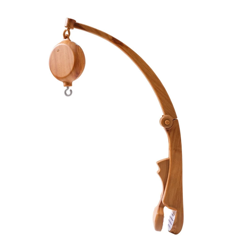 Baby Wooden Crib Mobile with Cartoon Rabbit Rattles | Bed Bell Toy & Arm Bracket for Newborns
