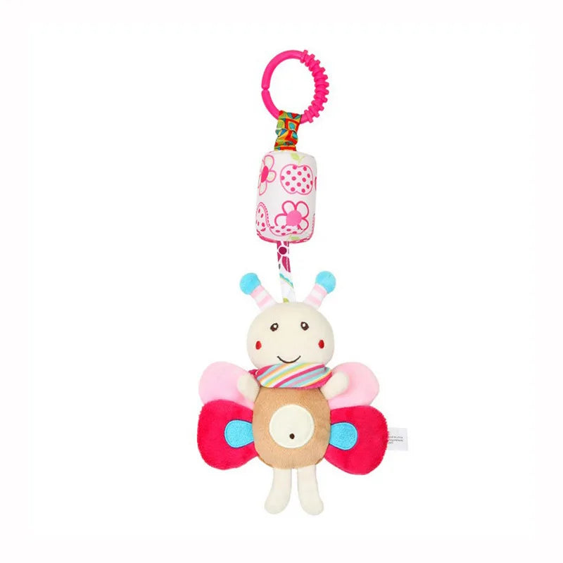 Hanging Sensory Rattle Toy – Plush Animal Teether for Cribs, Strollers & Car Seats