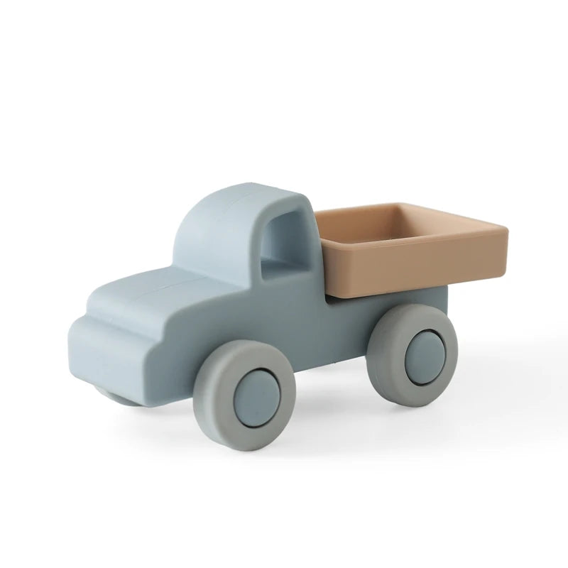 Montessori Silicone & Wooden Car Teether – BPA Free Baby Toy for Teething and Development