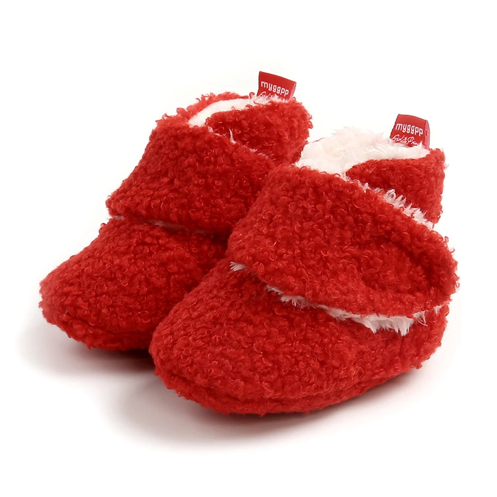 Infant Cozy Fleece Booties – Winter Stay-On Non-Slip Crib Shoes for Baby Boys & Girls