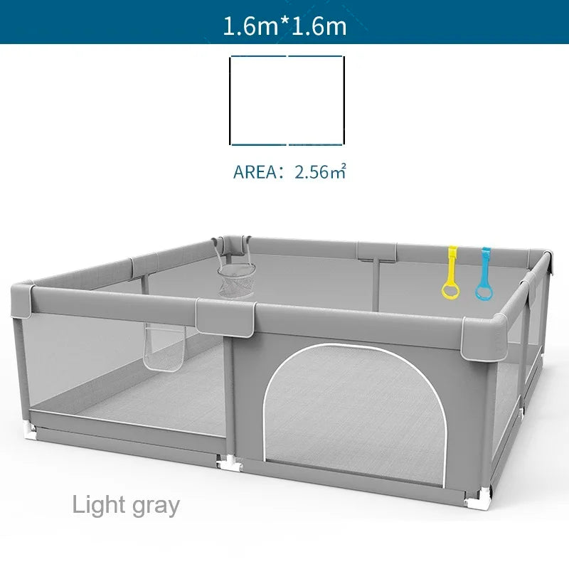 Baby Playpen – Safe Indoor Playground with Pull Rings and Soft Fabric Fence
