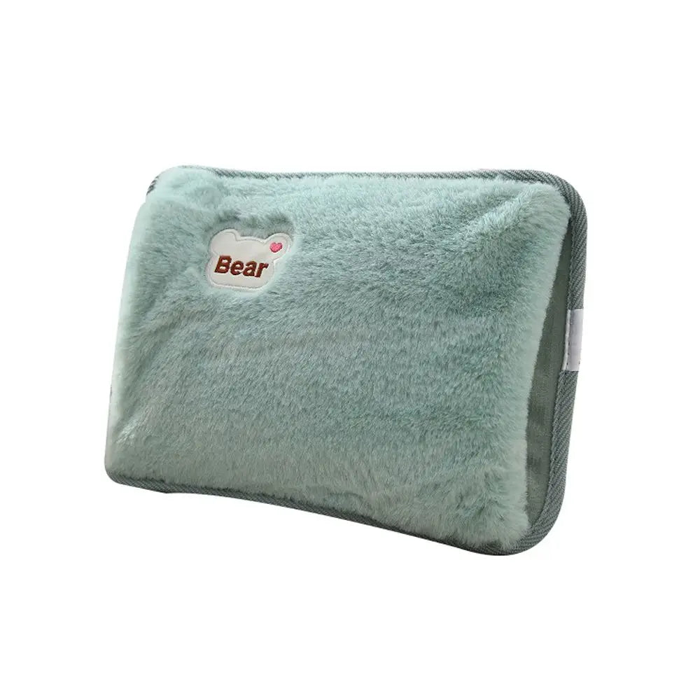 Rechargeable Electric Hot Water Bottle with Rabbit Fur Cover – Safe Reusable Hand Warmer 500W