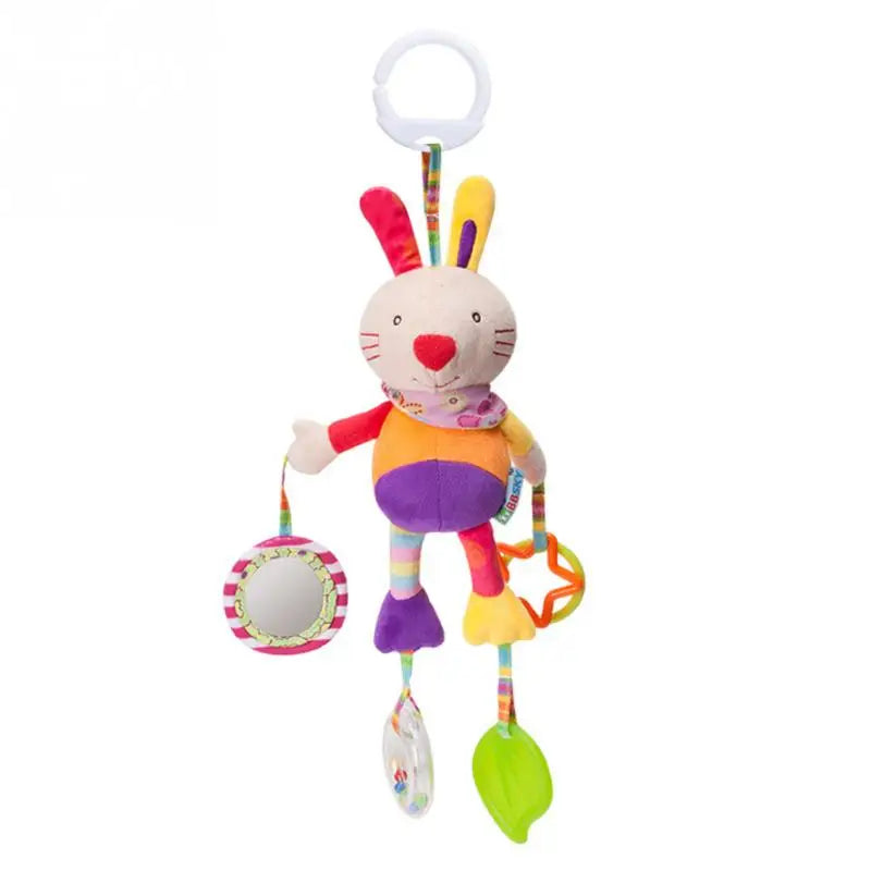 Soft Animal Handbells Rattle – Giraffe & Zebra Plush Toy with Teether for Infants