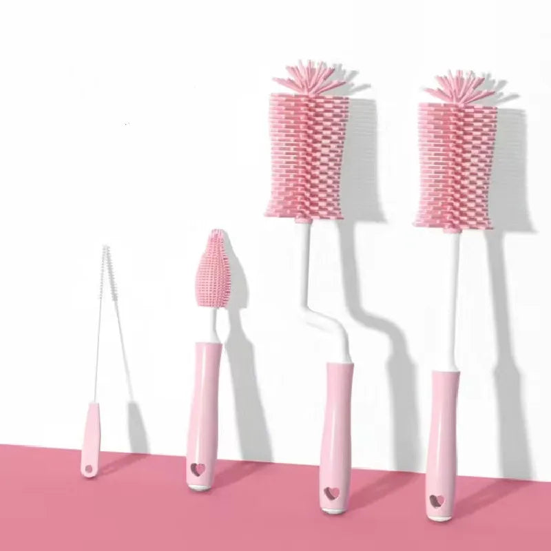 360° Silicone Bottle Cleaning Brush Set for Baby Bottles, Straws & Pacifiers – Eco-Friendly Tools