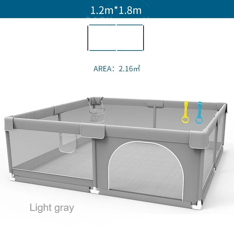 Baby Playpen – Safe Indoor Playground with Pull Rings and Soft Fabric Fence