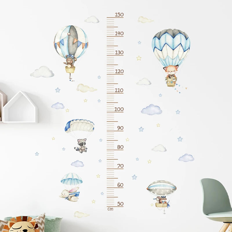 3PC Cartoon Animal Height Ruler Wall Stickers – Removable Waterproof PVC for Kids Room Décor
