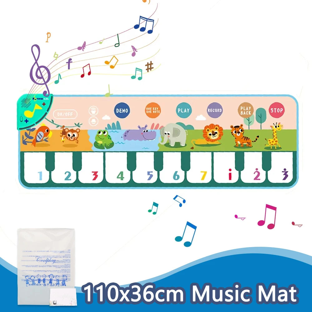 Toddler Music Piano Mat – Foldable Floor Keyboard with Animal Sounds & Lights