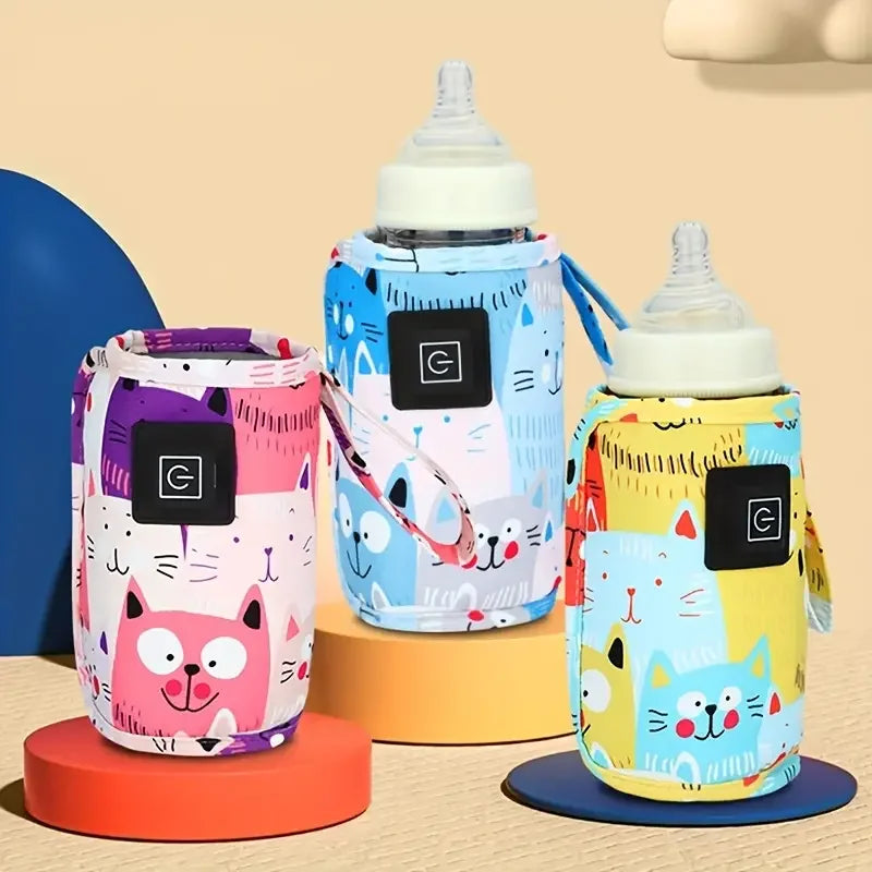 USB Baby Bottle Warmer – Portable PU Feeding Heater for Stroller & Travel Use