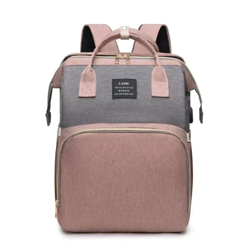 Lightweight Folding Crib Backpack – Large-Capacity Travel Diaper Bag for Moms on the Go