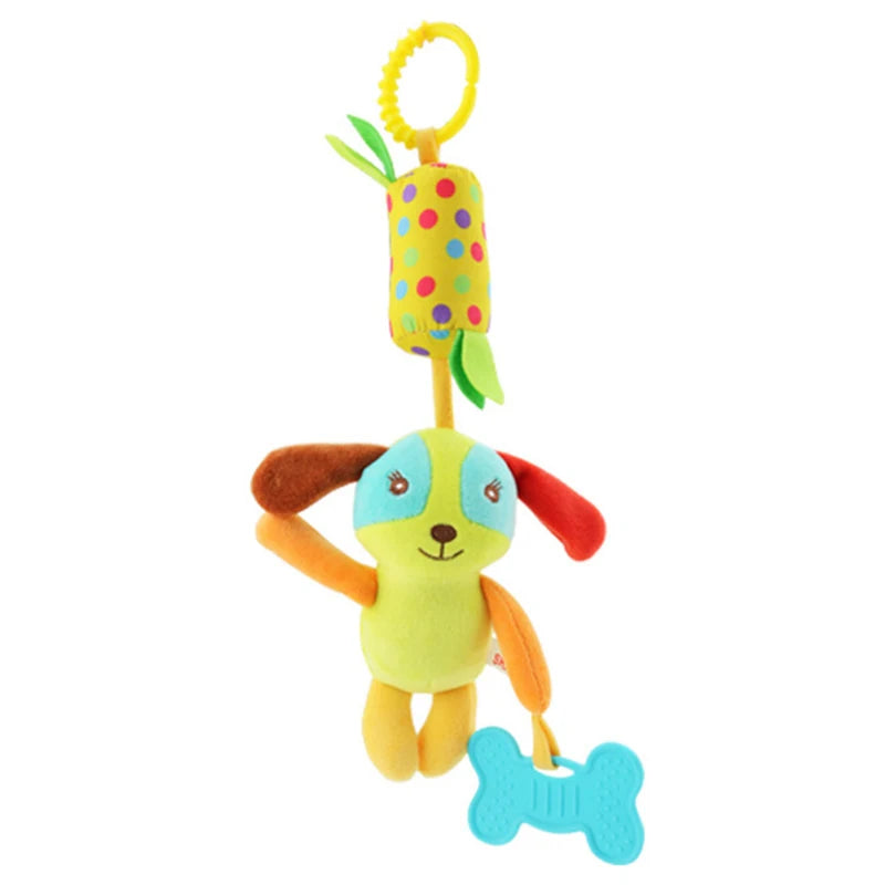 Hanging Sensory Rattle Toy – Plush Animal Teether for Cribs, Strollers & Car Seats