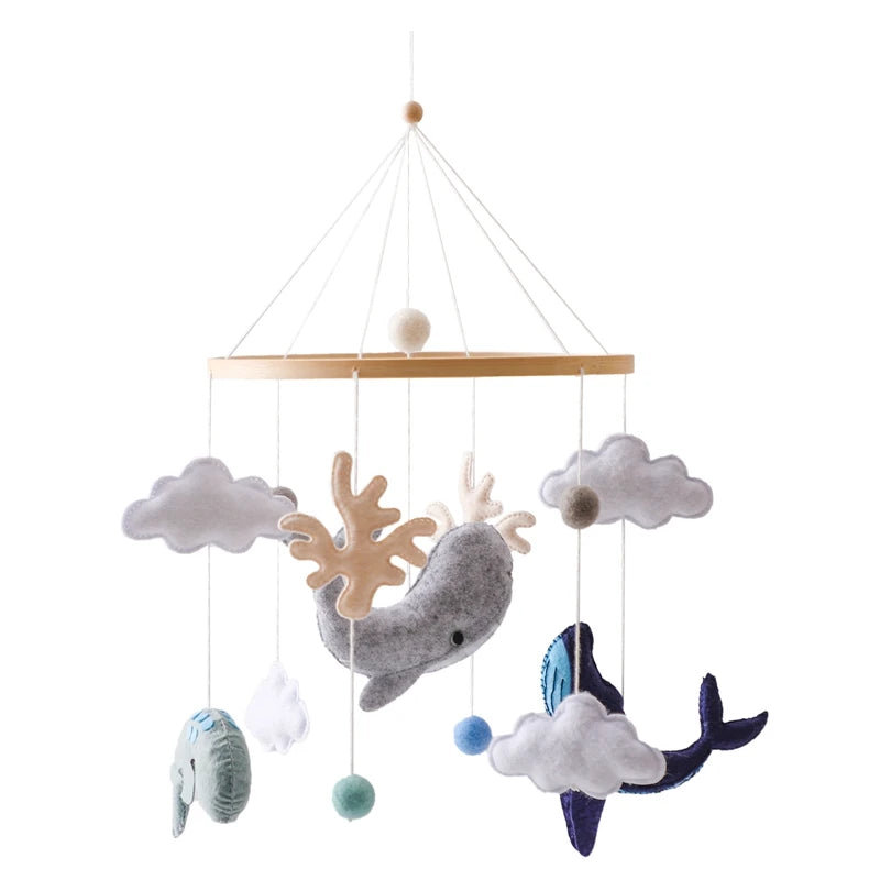 Wooden Crochet Star Baby Crib Mobile – Bed Bell Rattle Toy for Newborn Comfort and Sleep