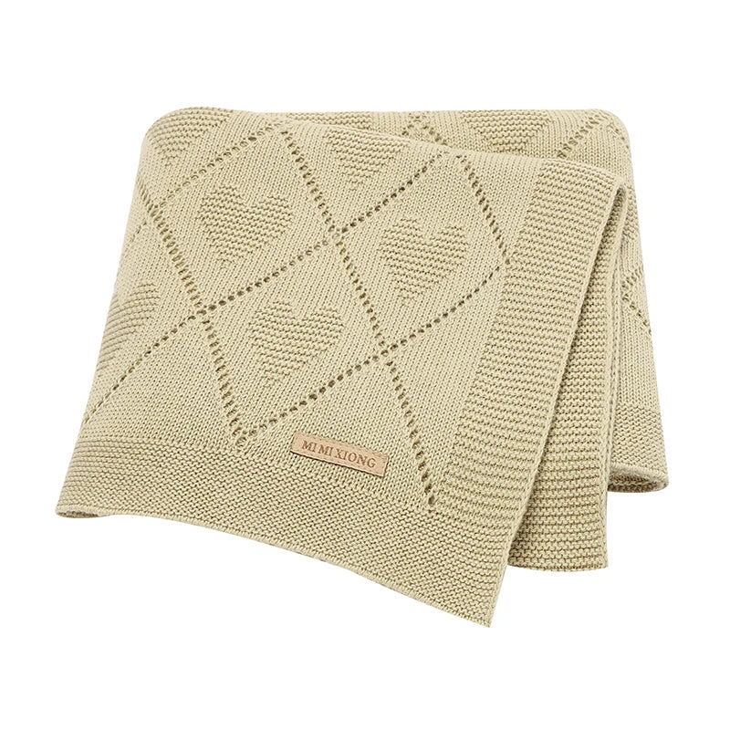 Baby Cotton Knit Blanket – Soft Swaddle Wrap for Stroller & Nursery, 90x70cm