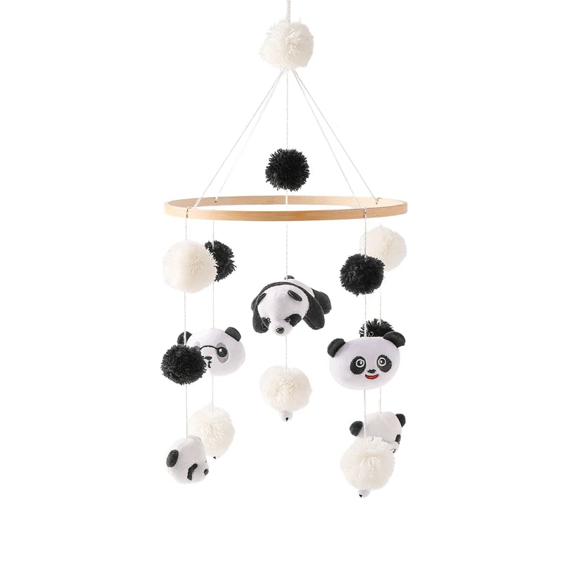 Baby Wooden Crib Mobile with Cartoon Rabbit Rattles | Bed Bell Toy & Arm Bracket for Newborns
