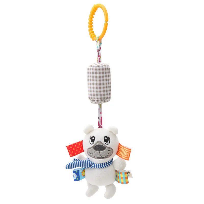 Hanging Sensory Rattle Toy – Plush Animal Teether for Cribs, Strollers & Car Seats