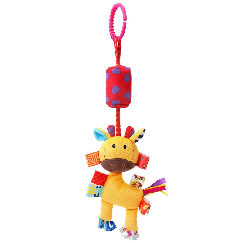 Soft Animal Handbells Rattle – Giraffe & Zebra Plush Toy with Teether for Infants