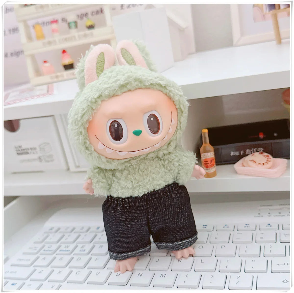 Labubu V1/V2/V3 Doll Clothing Set – Trendy Korean Hoodie & Pants Outfit 15–17cm Dolls