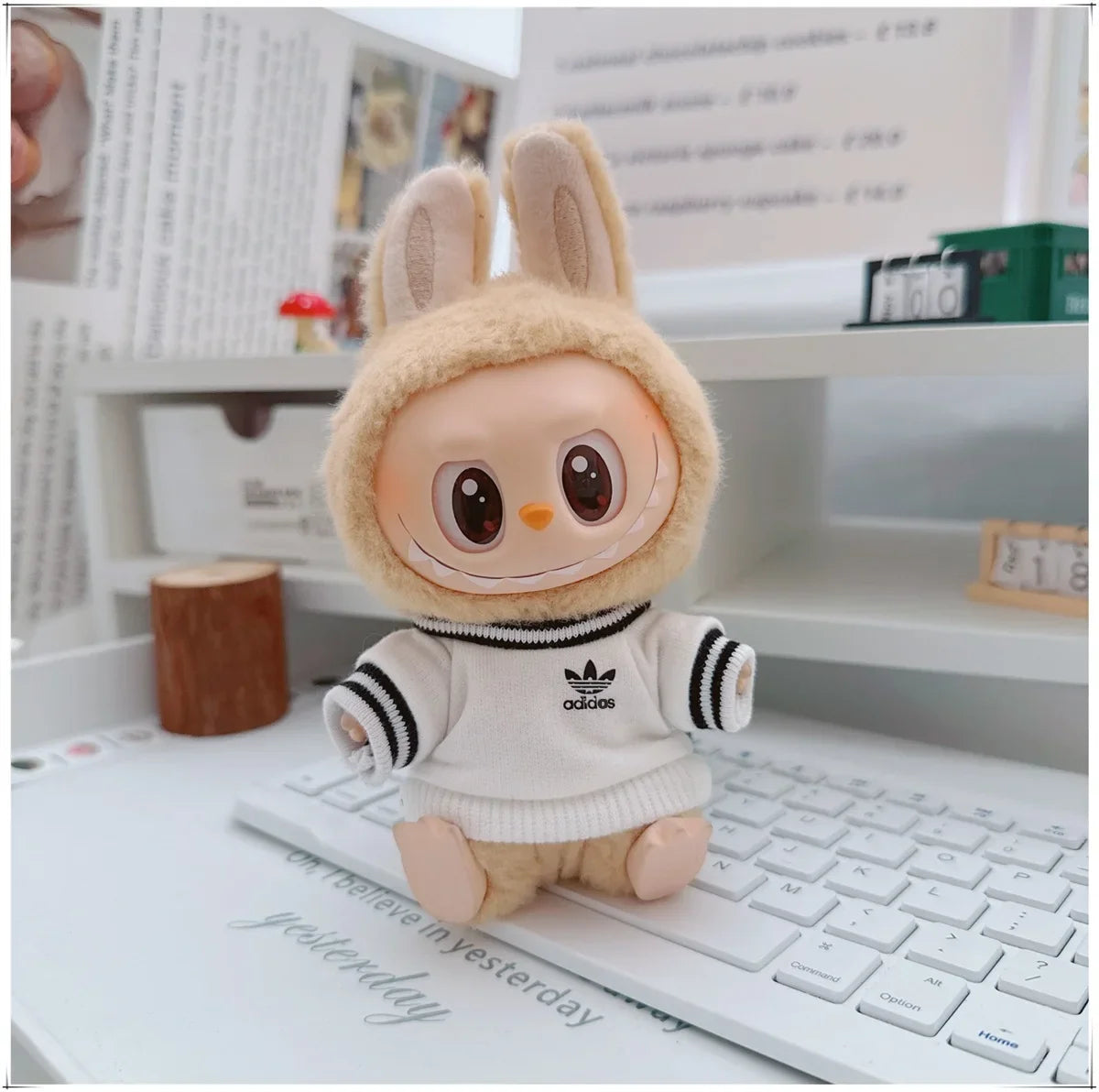 Labubu V1/V2/V3 Doll Clothing Set – Trendy Korean Hoodie & Pants Outfit 15–17cm Dolls