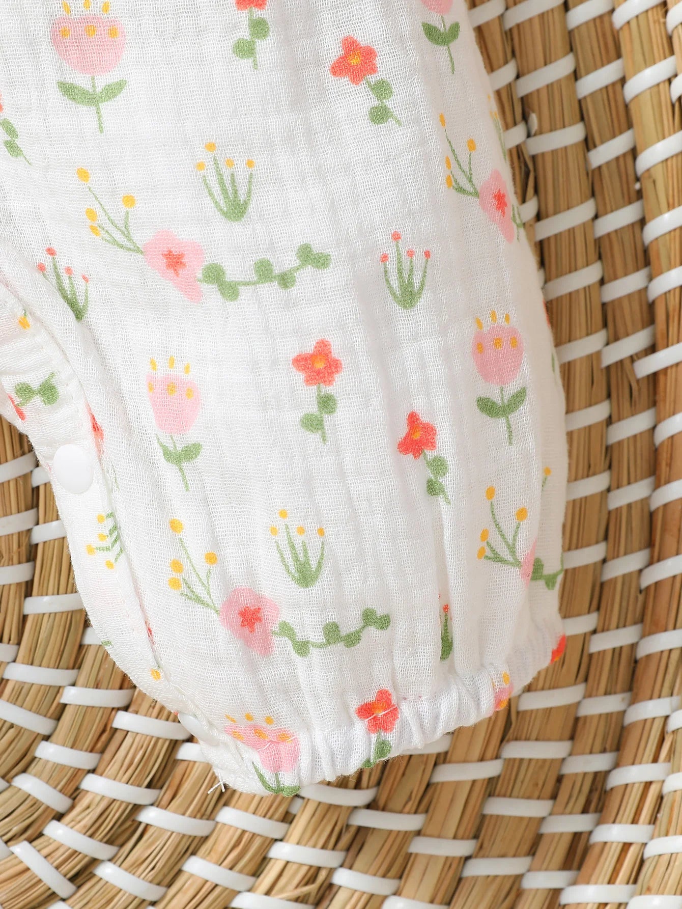 Floral Cotton Baby Jumpsuit with Bow and Headband – Long Sleeve All-Season Outfit for Girls