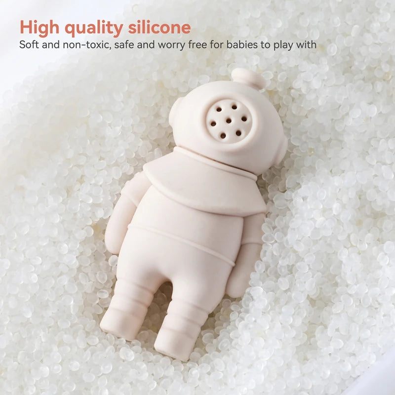 Silicone Baby Bath Toys – Cartoon Astronauts & Dinosaur Water Sprinkler