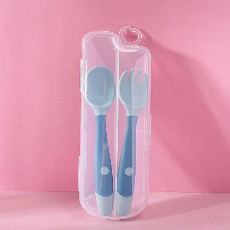 Bendable Twist Baby Fork and Spoon Set – Soft Silicone Tableware for Self-Feeding Training