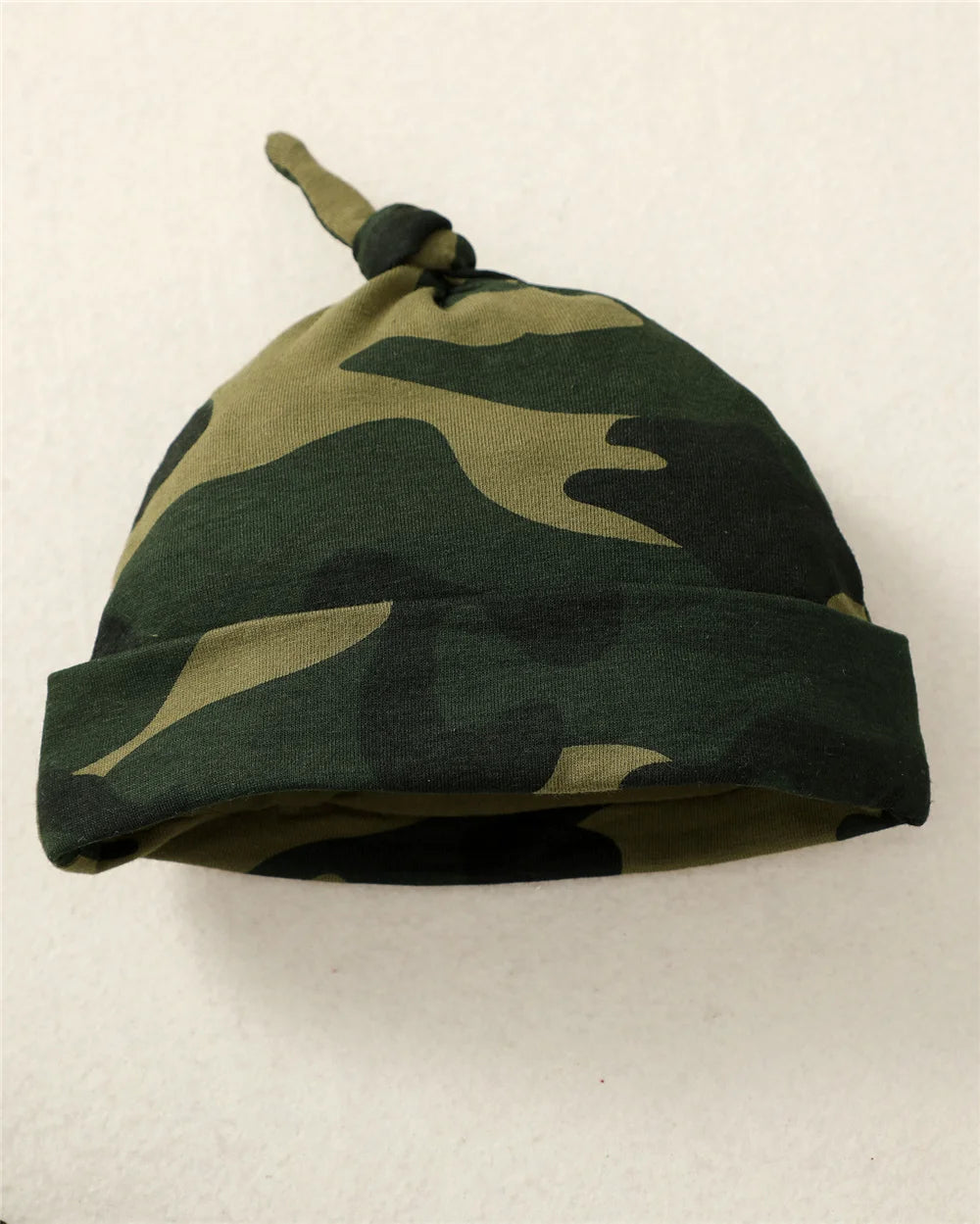 3PCS Baby Boy Camouflage Outfit with Letter Print Romper and Hat – 0–18 Months