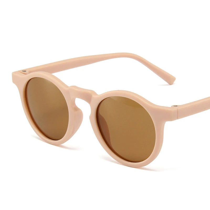 Children’s Vintage Round UV400 Sunglasses – Frosted Acrylic Sun Protection