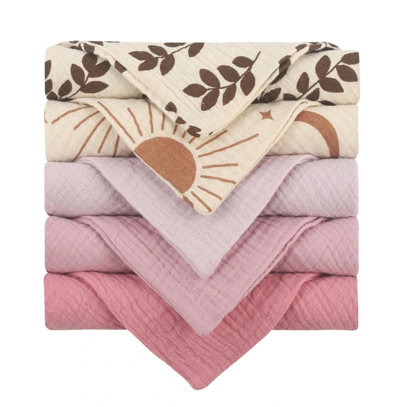 5PCS Soft Cotton Baby Washcloths Set – Absorbent Face Towels for Daily Baby Care