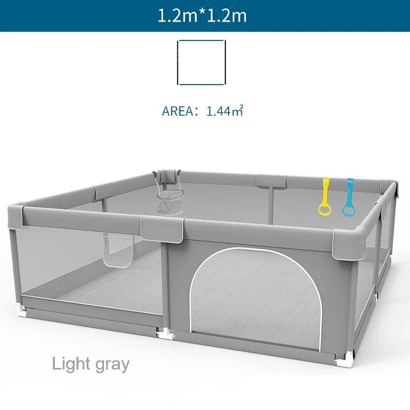 Baby Playpen – Safe Indoor Playground with Pull Rings and Soft Fabric Fence